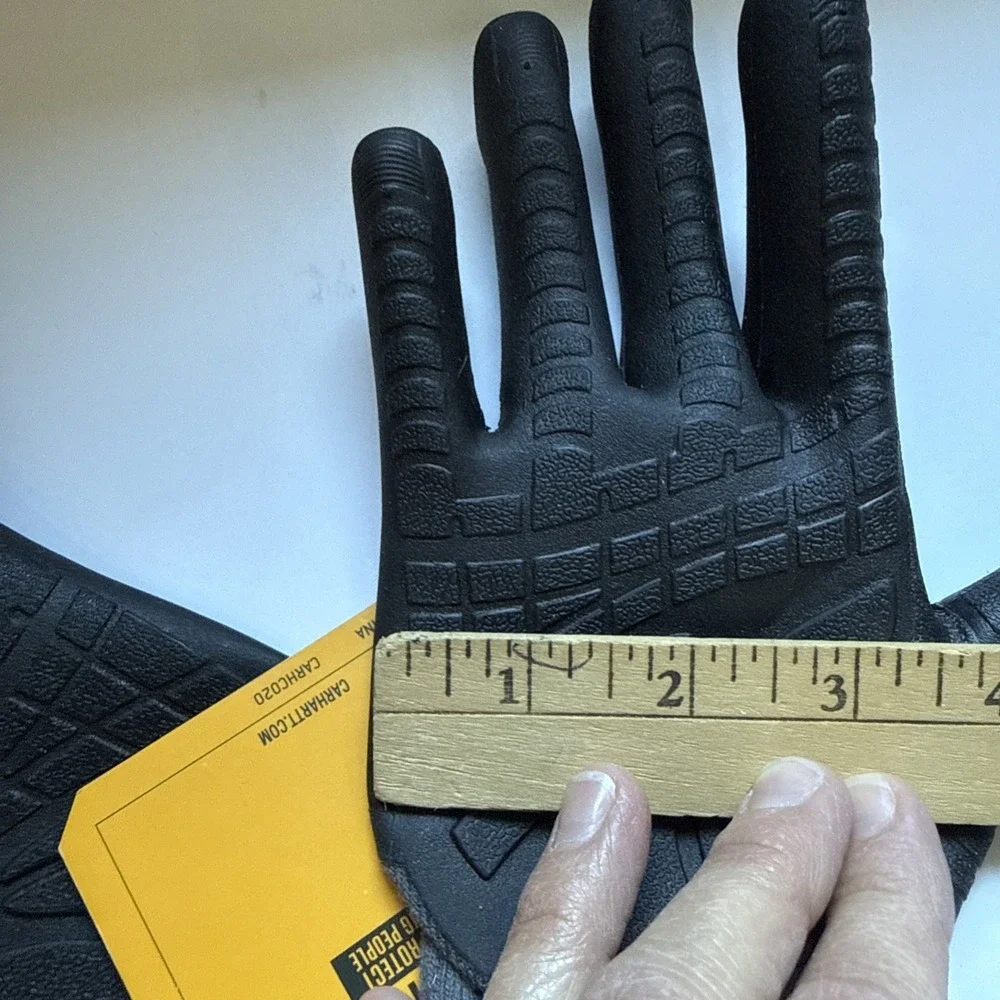 Carhartt Gloves Mens Large Black Knit Grip Work Lightweight Stretch Non Slip